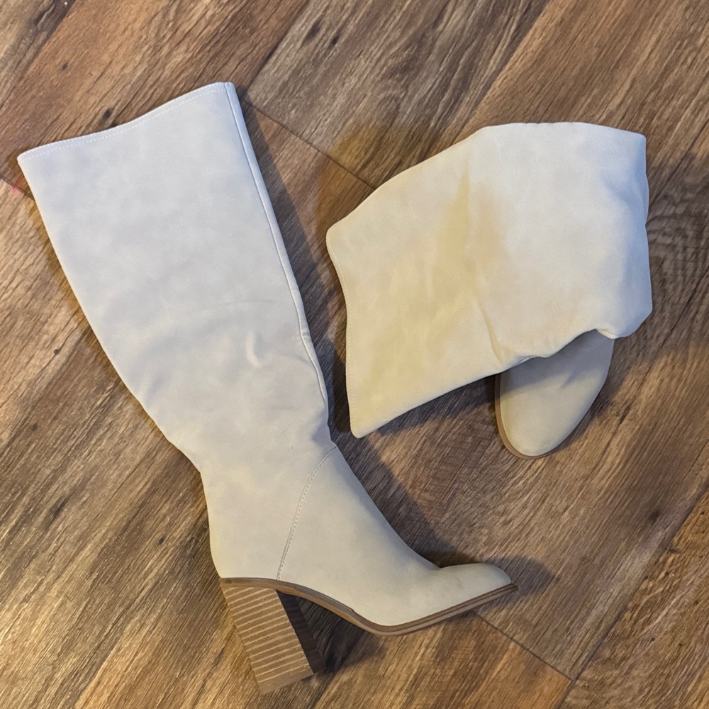 Chic Cream Heeled Boots